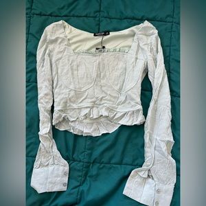 Mint green long sleeve crop top, XS, Nasty Gal